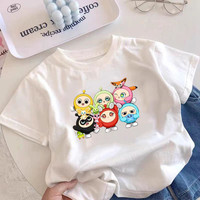 Cartoon Egg Boy Party Six Egg Boy Pure Cotton Boys and Girls Short Sleeve T-shirt Summer Children Baby Half Sleeve Top Clothes