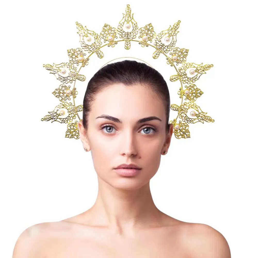 

Women Halo Crown Goddess Tiara Headband Sunburst Costume Festival Wedding Masquerade Party Headpiece Bridal