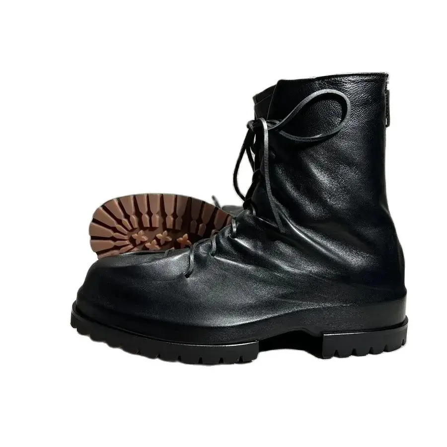 Handmade Retro pleated suede lace up casual thick soled knight high top desert  Motorcycle Boots