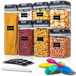 Kitchen Storage Jars Transparent Plastic Containers Square Sealed Food Jar Grains Container Seven Piece Set Wholesale Price