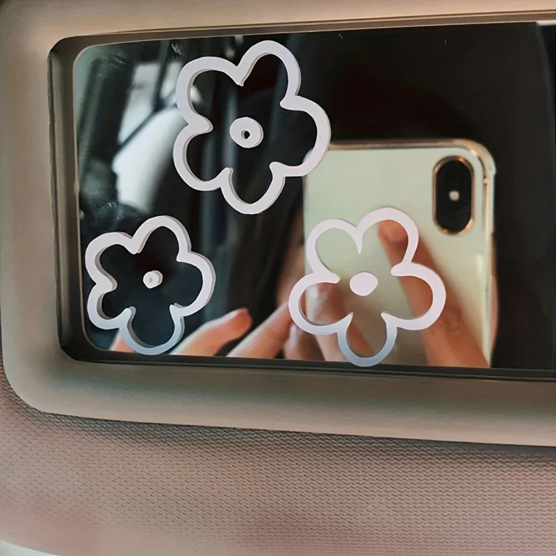 3pcs Floral Car Interior Mirror Decals Car Stickers for Window Rear Windshield Cute Waterproof DIY Moto Makeup Mirror Decoration