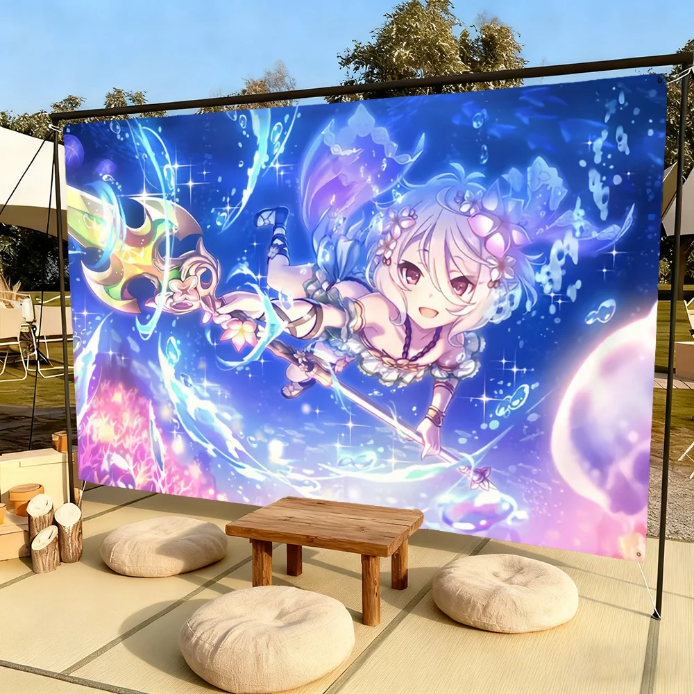 K-Kokkoro P-Princess Anime C-Connect R-Redive Flag for Outdoor Camping Bar Picnic Party Home Decoration Ornaments Banner