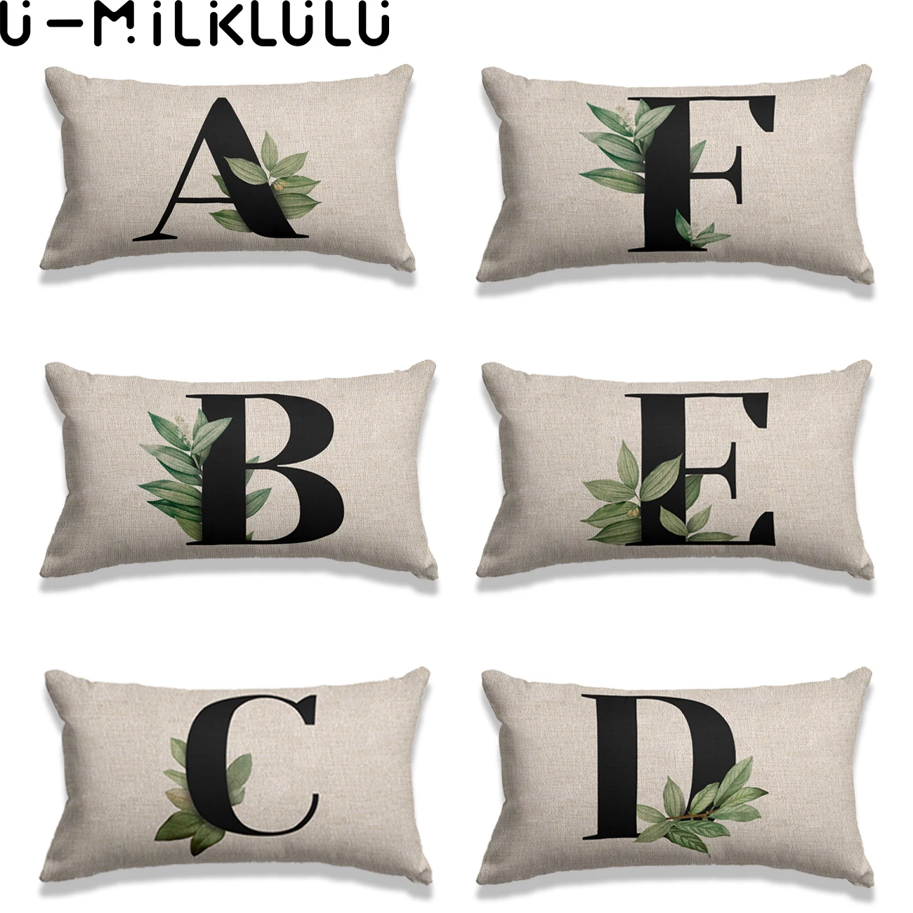 

Linen cushion cover with alphabet letter for home decoration, cushion cover for sofa, 30x50 cm, autumn decoration