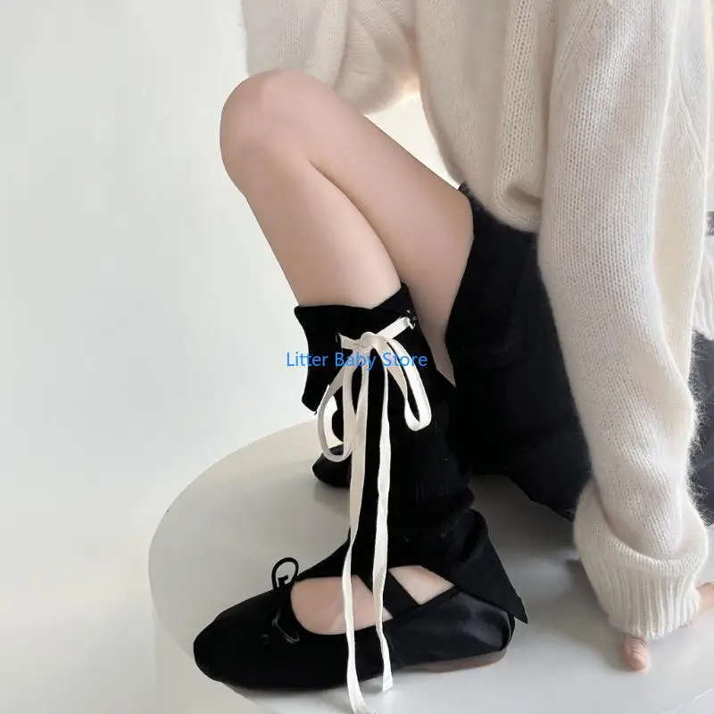 N80C أنيقة أكمام الساق فريدة من نوعها سبليت التفاصيل جوارب عصرية أكمام الساق تنفس أكمام الساق Bowknot جوارب هدية