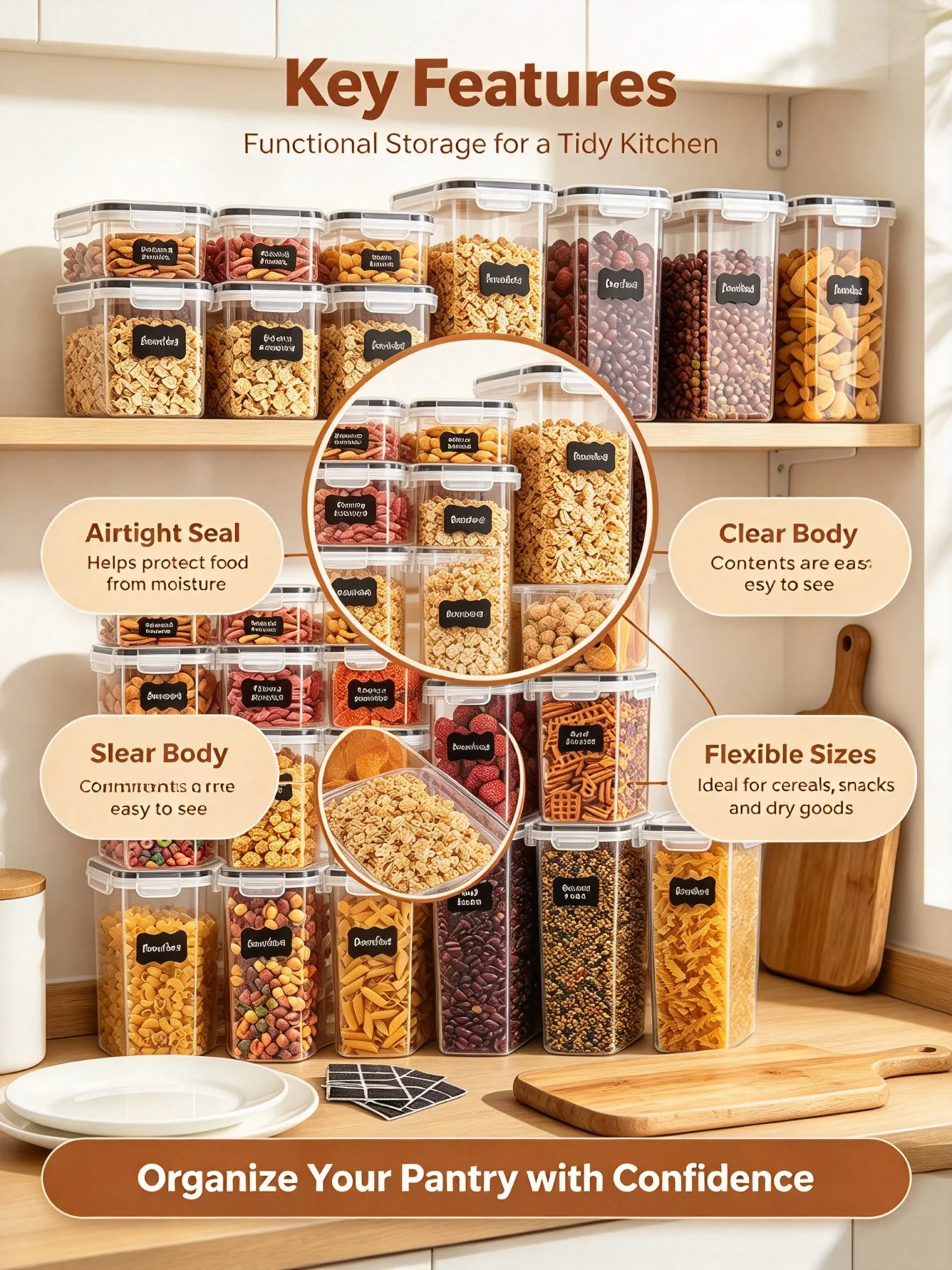 Kitchen Pantry Storage Organiz - Kitchen Baking Canisters recension och pris