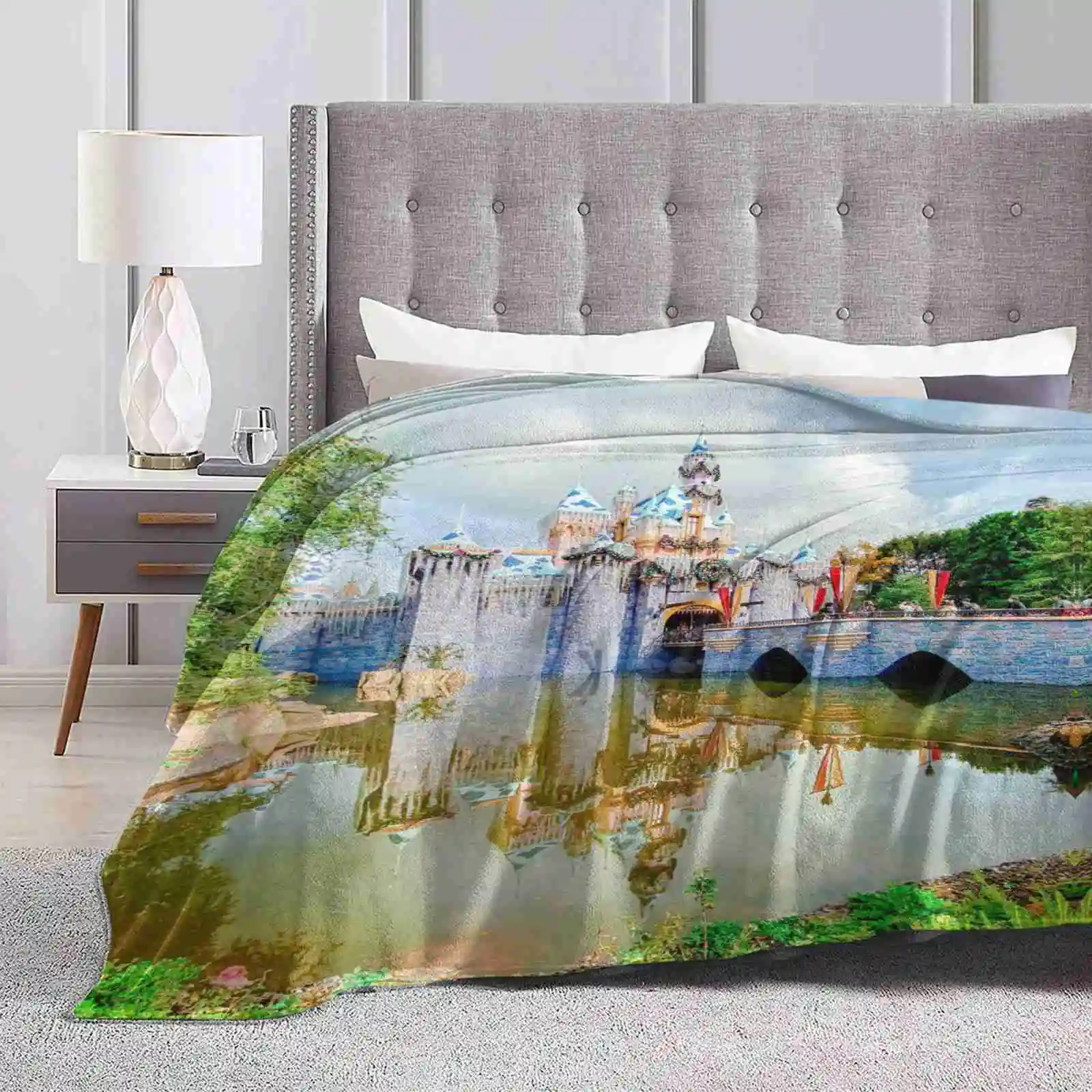 Holiday Castle Views For Home Sofa Bed Camping Car Plane Travel Portable Blanket Holiday Christmas Castle Snow Sleeping Beauty