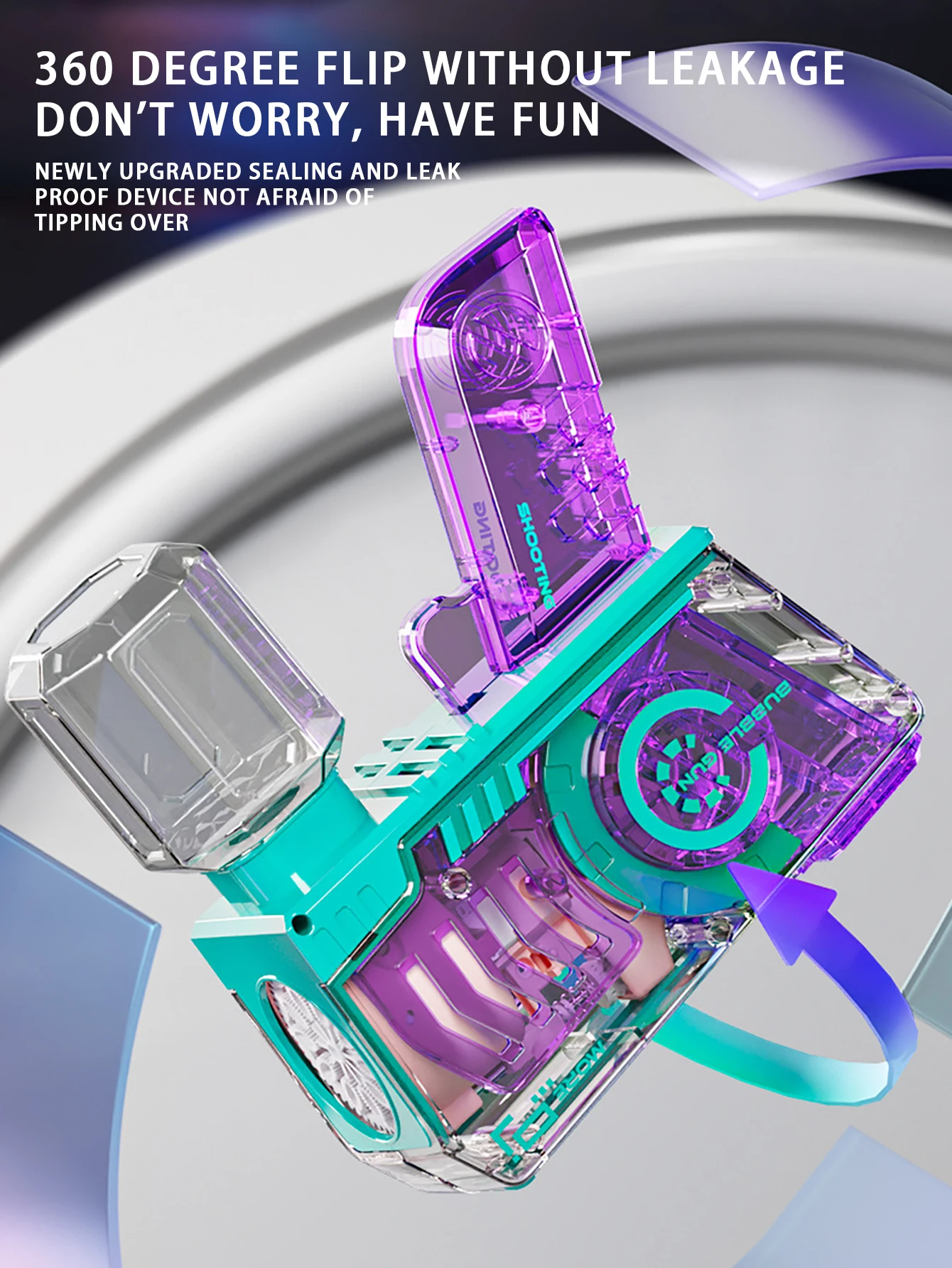 لعبة مسدس الفقاعات الأوتوماتيكية للأطفال مع إضاءة رائعة، 10 فتحات للفقاعات، يمكن أن تنجله أكثر من 10000 فقاعات في الدقيقة #4