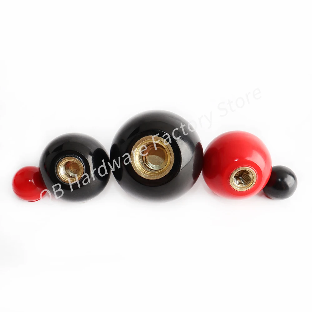 M4~M16 Black Red Resin Ball Phenolic Copper Core Handle Replacement Of Handles For Lever Knobs Furniture Or Machine Tools