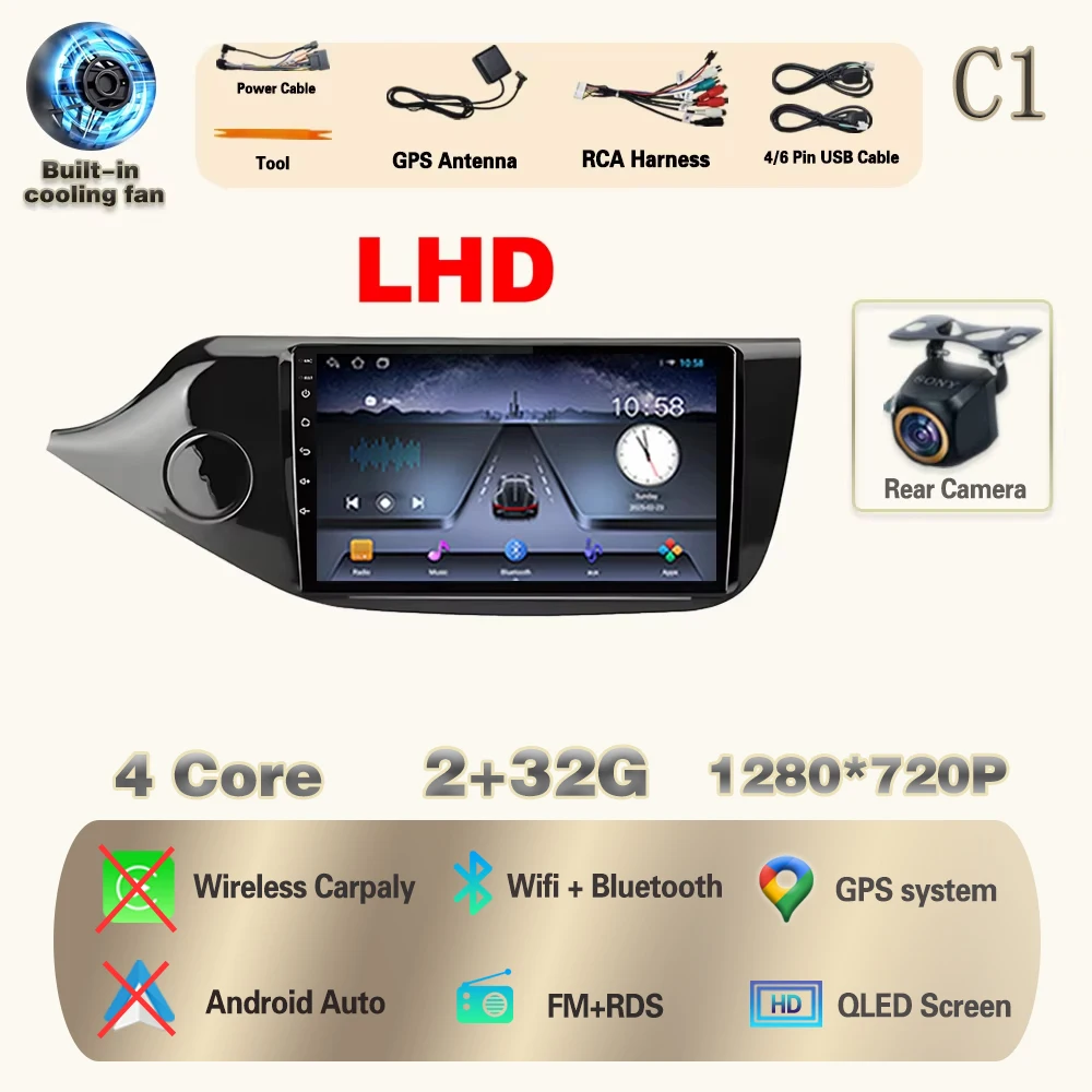 Android 16 For Kia CEED 2 JD 2012 - 2018 Car Radio Stereo Multimedia Player GPS Navigation Unit Carplay 2K Screen Android Auto