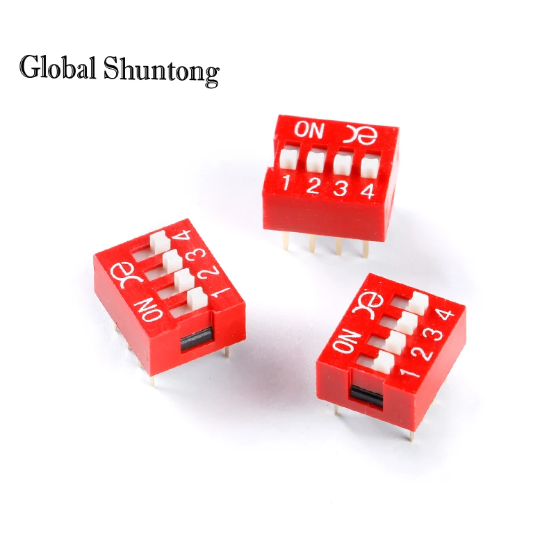 

10Pcs DSWB04LHGET 2.54mm Pitch 4-digit DIP Switch/dip Code Switch/red Diy Kit Electronic