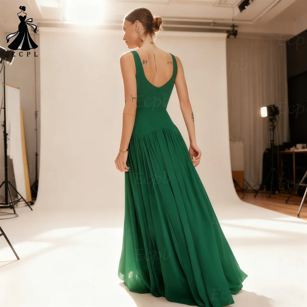 Ecpl رقبة دائرية من الساتان للحفلات الراقصة 2025 بدون أكمام بدون ظهر فستان سهرة أشرطة سباغيتي على شكل حرف a فيستدوس دي فييستا مخصصEcpl O-Neck الساتين فستان حفل حفل 2025 بلا أكمام فستان مساء بلا خلف أحزمة سباغيتي A-Line #2