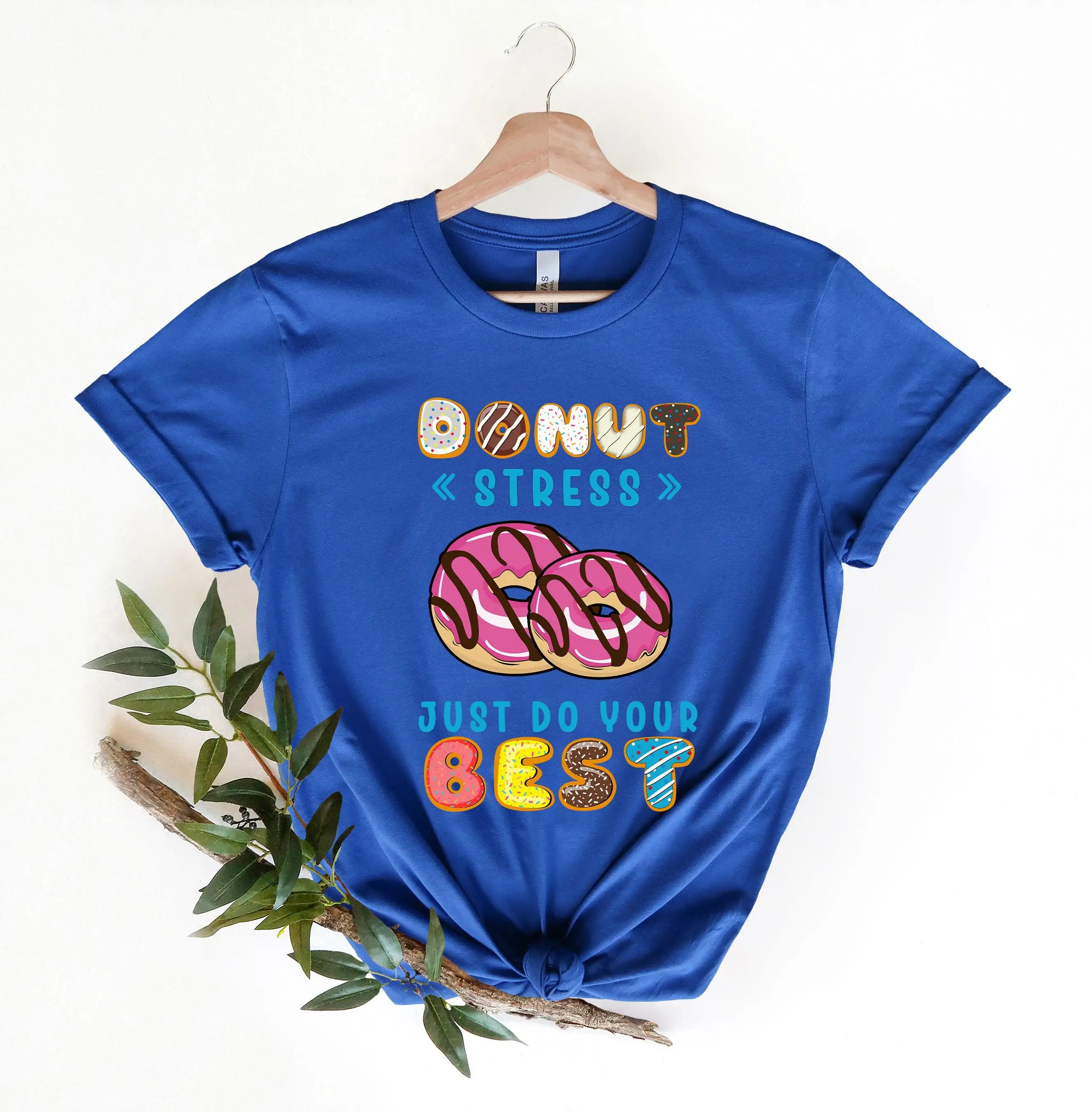 Testing Day T Shirt Funny Teacher Life Donut Stress Just Do Your Best