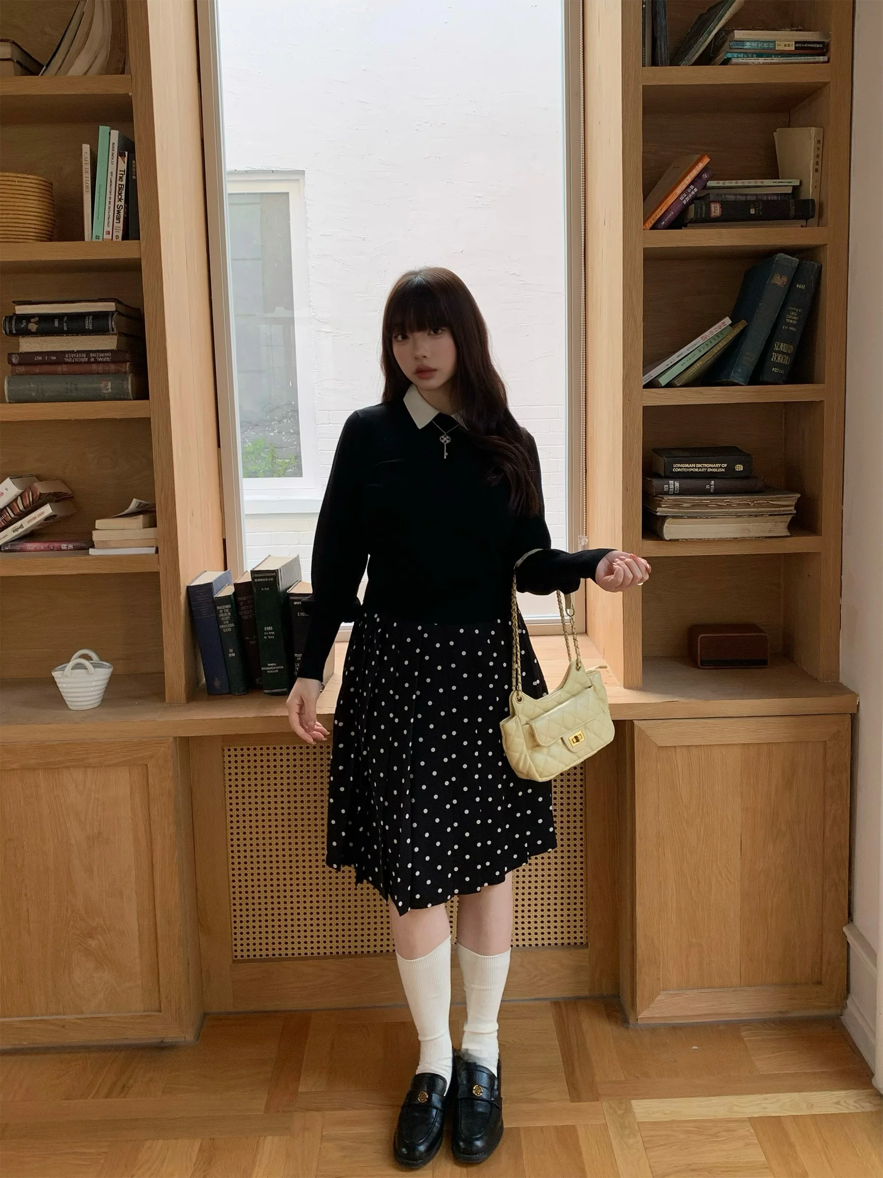 

Женское трикотажное платье Ulovely больших размеров с воротником, в горошек, с боковой молнией, скрывающей недостатки фигуры, с узором в стиле Лос-Анджелес