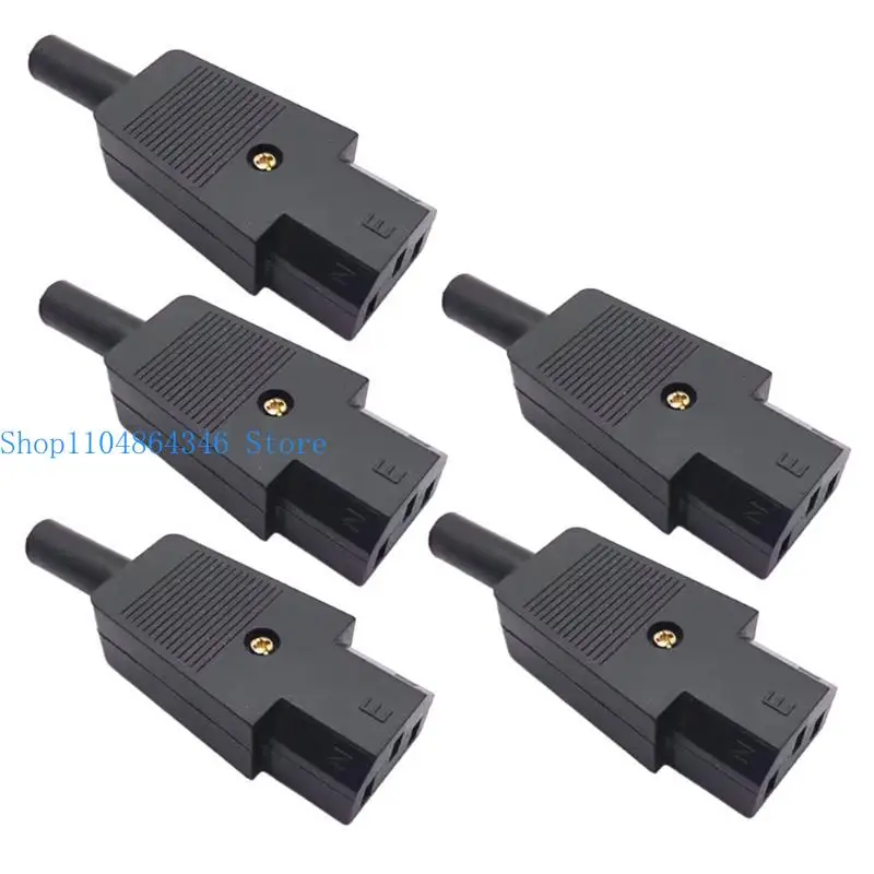 652F 5Pcs/set Convenient 3 Pin Terminals Power Plug Adapter IEC-320 C13/C14 Female & Male Plug Rewirable Power Connectors