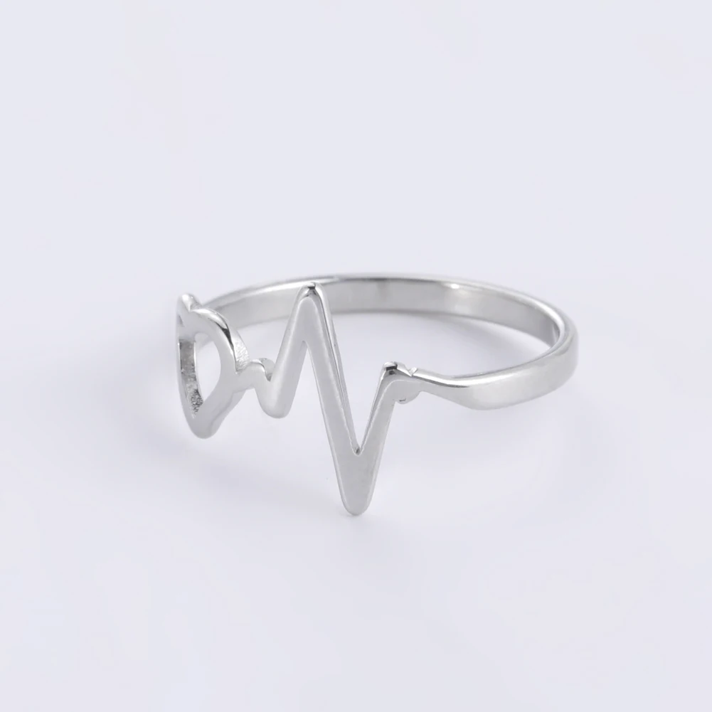 COOLTIME Herzschlag Finger Ring Minimalistischen Edelstahl Schmuck Geometrische Ringe Für Frauen Bagues Pour Femme Hochzeit Geschenke – Detail 7