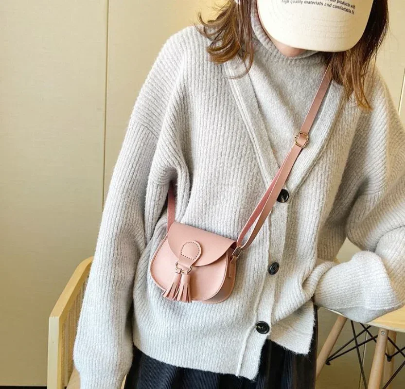 

Cute Princess Accessories Kids Coin Purse Handbags Cute Girls Baby Tassel Crossbody Bags PU Leather Children Small Shoulder Bag