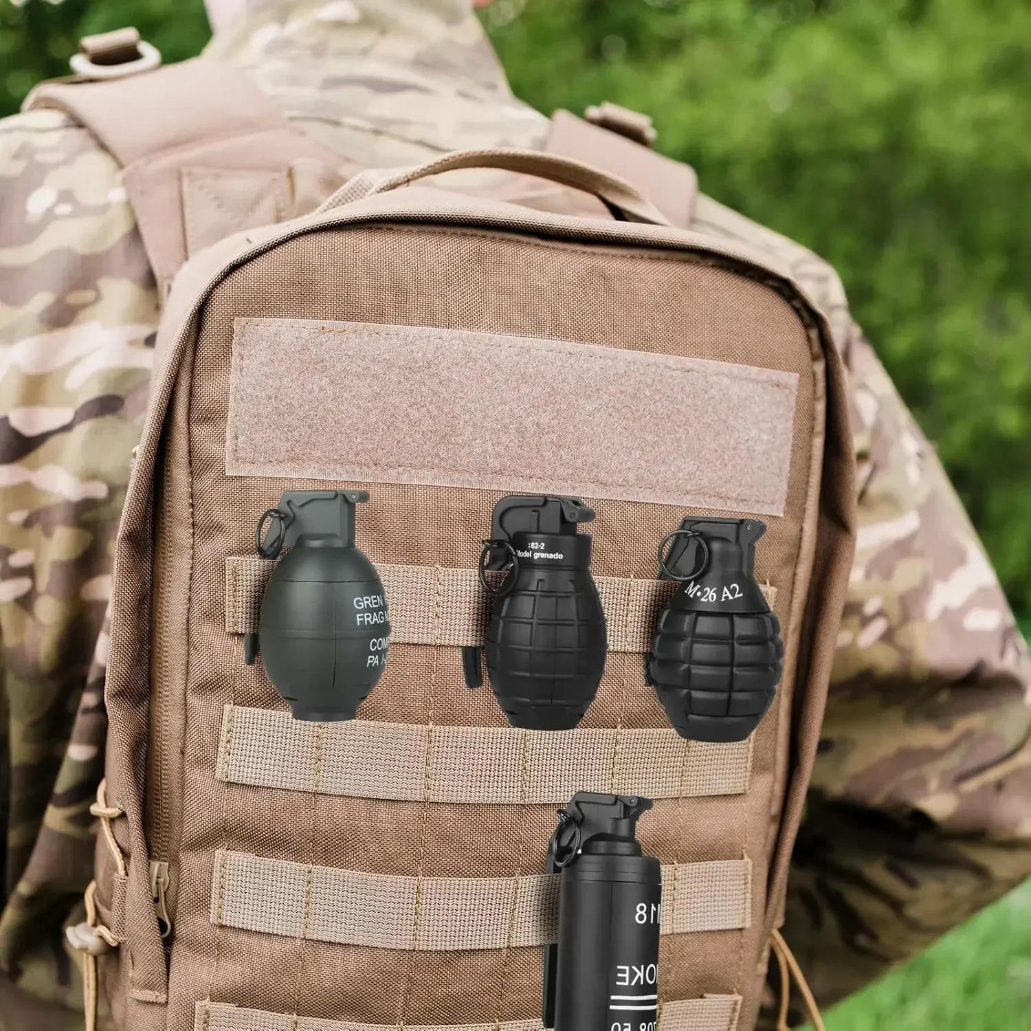 M26A2 Airsoft Grenade Toys1pcs، مع 9 رغوة الذخيرة السوداء متعة تأثير اللعب التكتيكية فريق الرياضة في الهواء الطلق لعمر 14 سنة