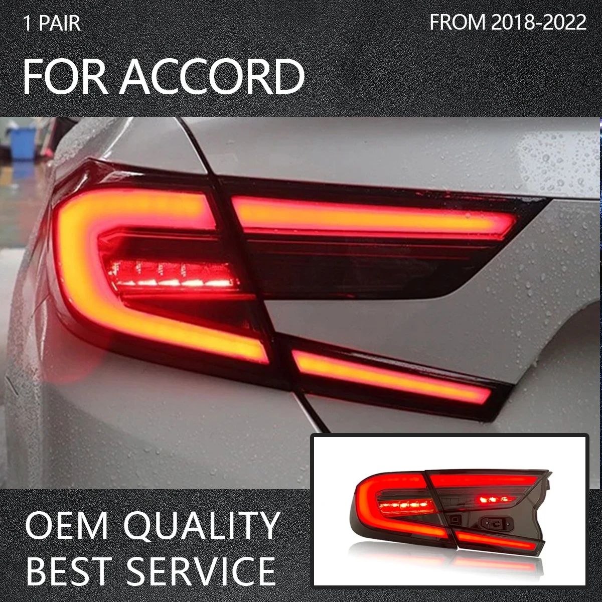 Car LED Tail Lamp Assembly Suitable For Honda 10th Accord 2018-2022 Modified Taillights Dynamic Lights Animated Tail Lights