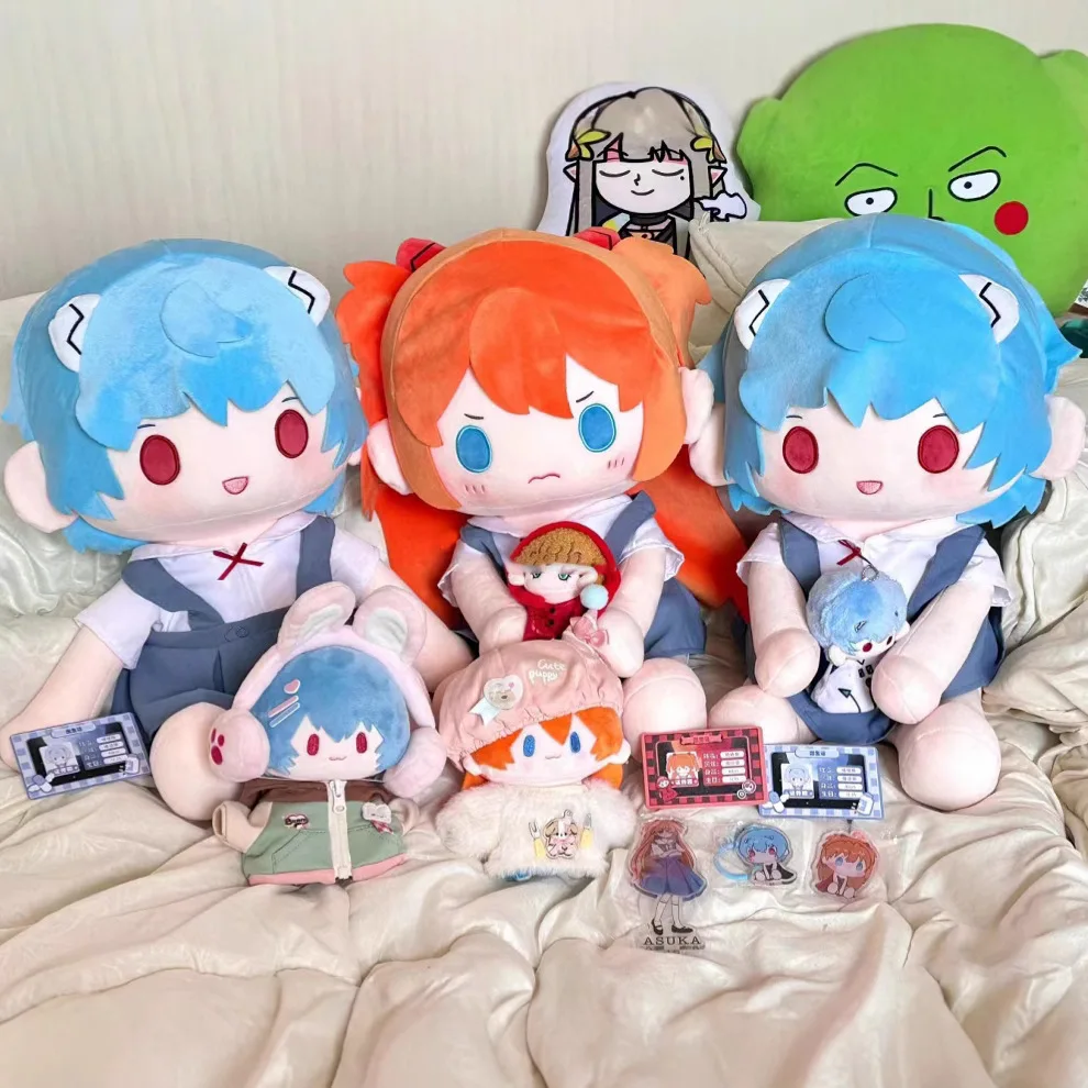 

40cm Evangelion Sitting Asuka Rei Ayanami Plush Doll School Uniform Outfit Changeable Gift for Kids Anime Cotton Cartoon Toy