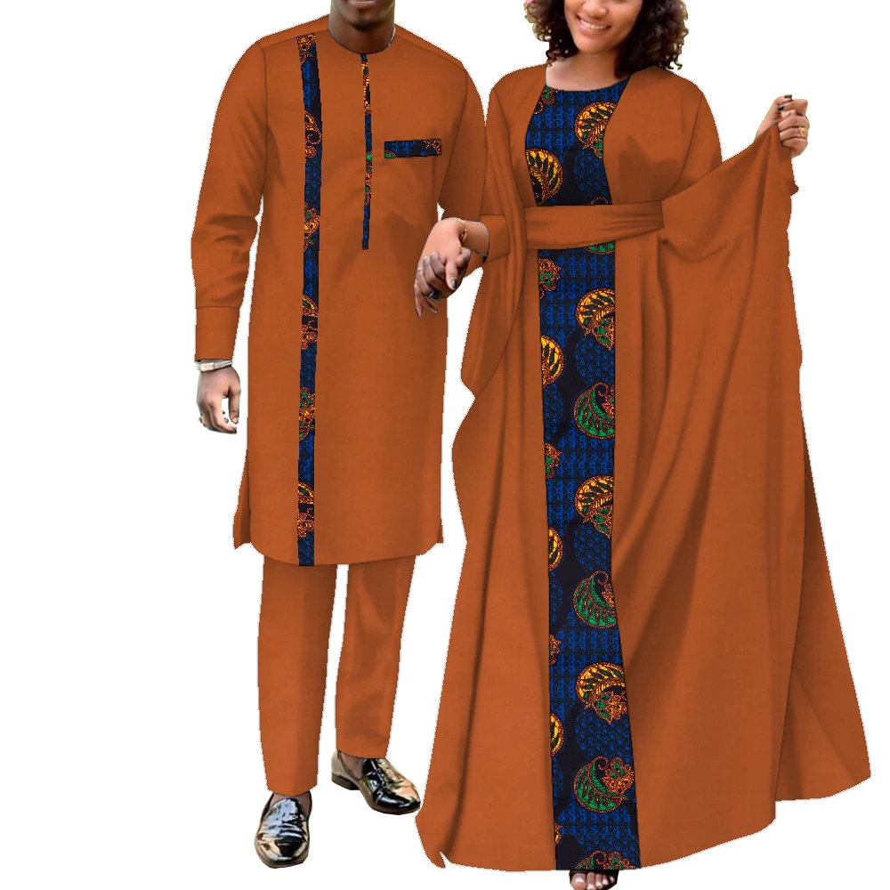African Couple Outfits Matching Sets African Dresses for Women and African Dashiki Mens Clothing for Wedding Wyq949