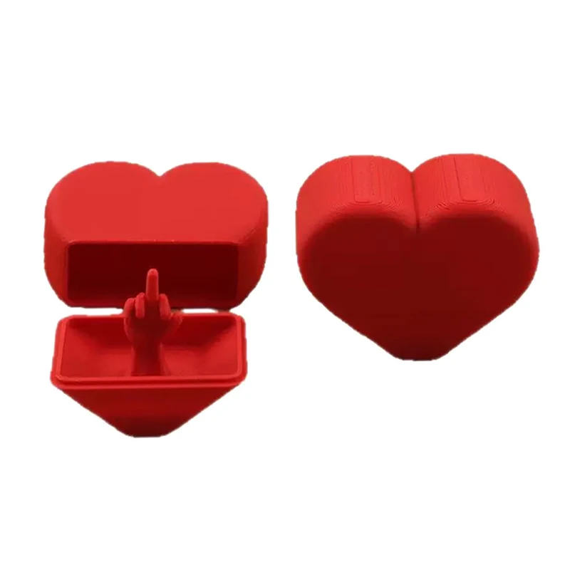 Heart Shaped Surprise Box Funny Middle Finger Hidden Decor Novelty Prank Toy Romantic Heart Storage Case Joke Gift for Valentine