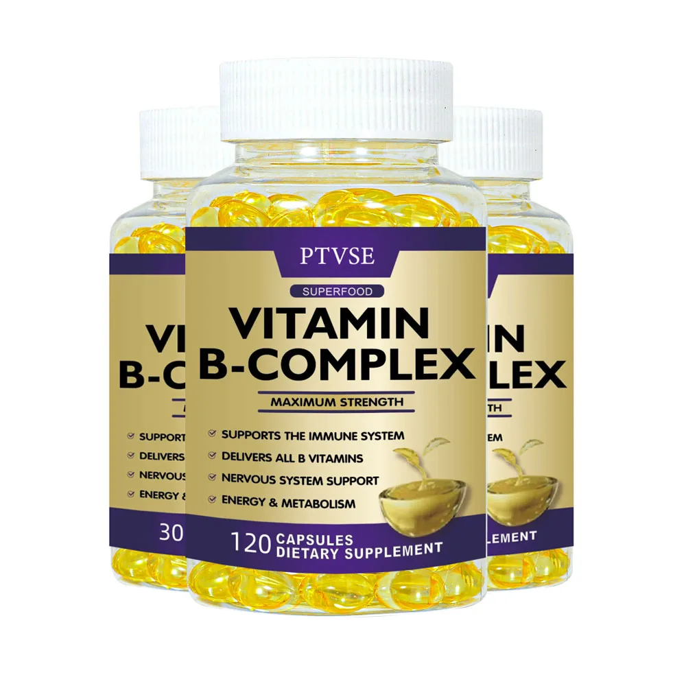 Vitamin B Complex Capsules Help Relieve Fatigue, Improve Digestion, Reduce Stress, Better Mood Support, Immune Supplement