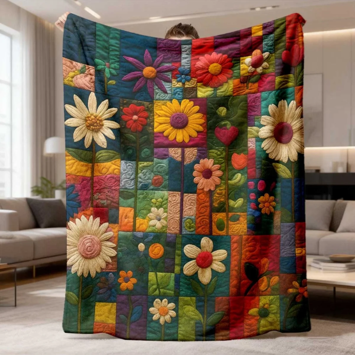 2026 New Arrival Flannel Blanket 1pc Floral Plaid Blanket Soft, Warm, And Versatile Design for Sofa, Bed, And Travel Ideal Gift