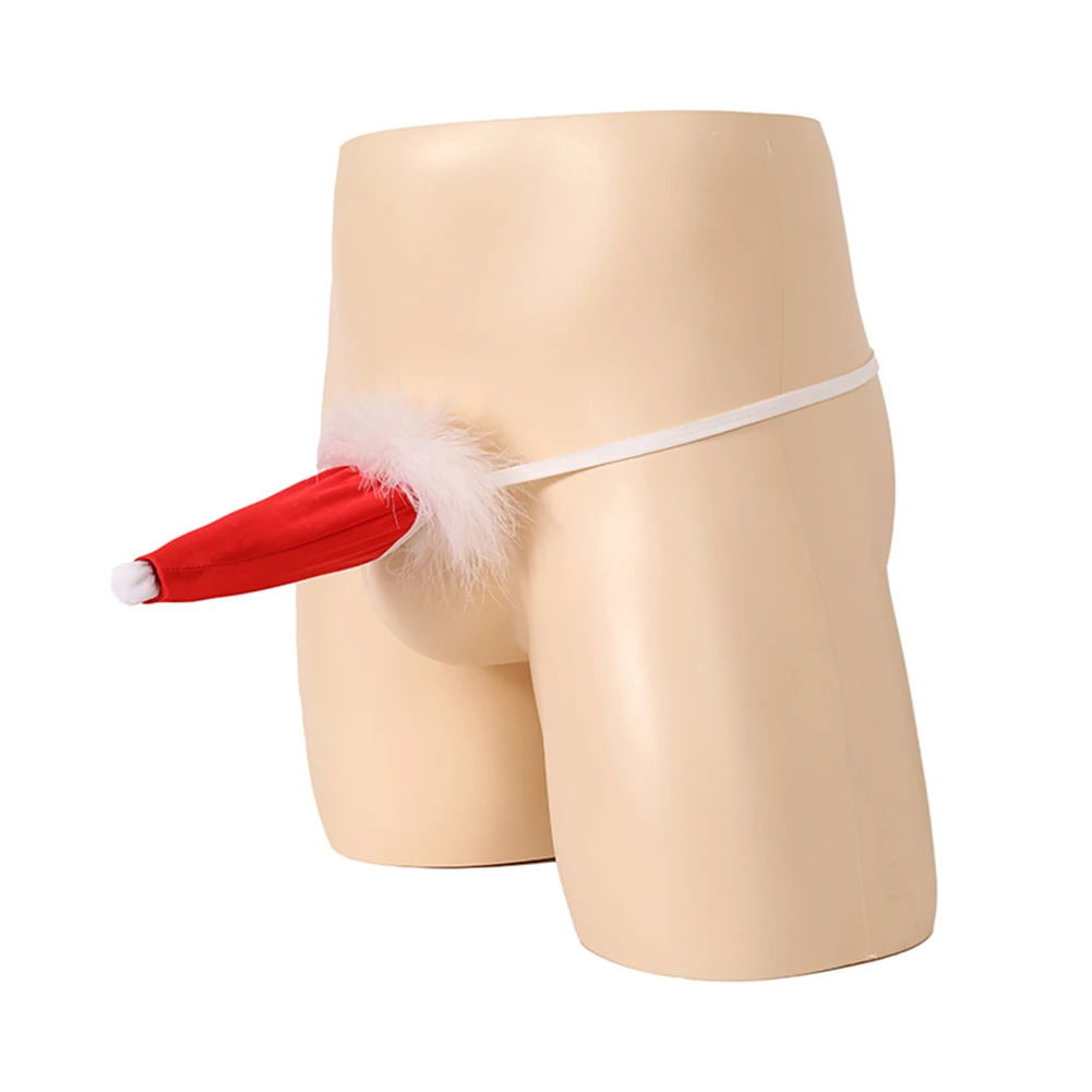 Sexy Men\\\'s Thongs String Homme Christmas Reindeer Pouch Thongs Briefs Gag Pranks Cosplay Underwear G-String Hollow Underpants
