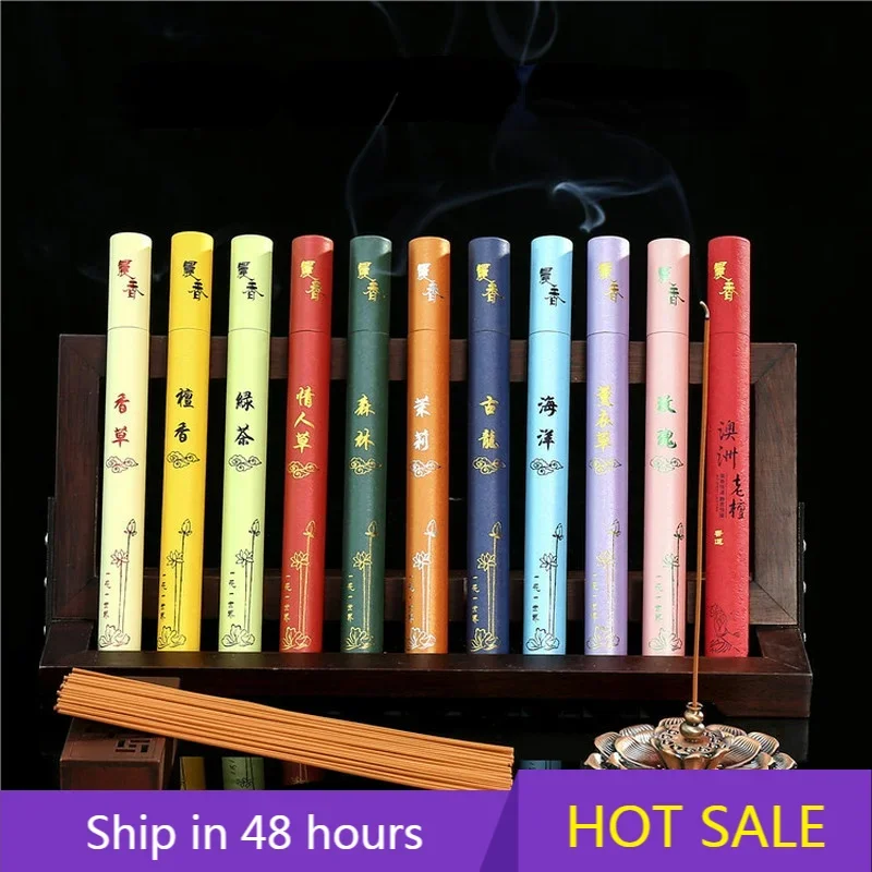 40Pcs Natural Sandalwood Incense Summer Sleep Essential Home Incense Stick Aroma Ceremony Buddha Incense lavender Green tea rose