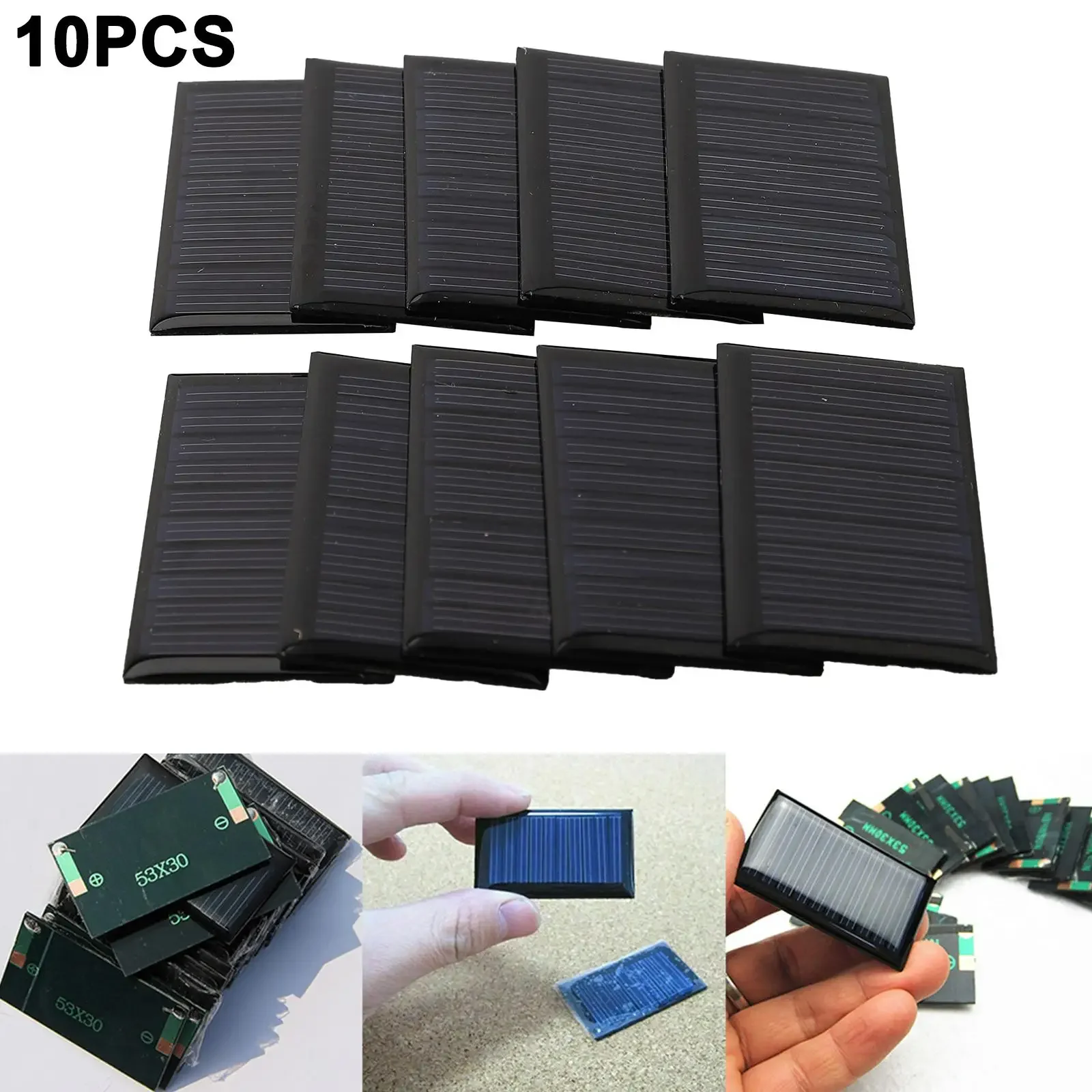 10 PC ขนาดเล็กแผงเซลล์แสงอาทิตย์ 5V 30mA 53X30 มม.ไฟสนามหญ้าเดี่ยว Polycrystalline แผงพลังงานแสงอาทิตย์อุปกรณ์เสริมอิเล็กทรอนิกส์