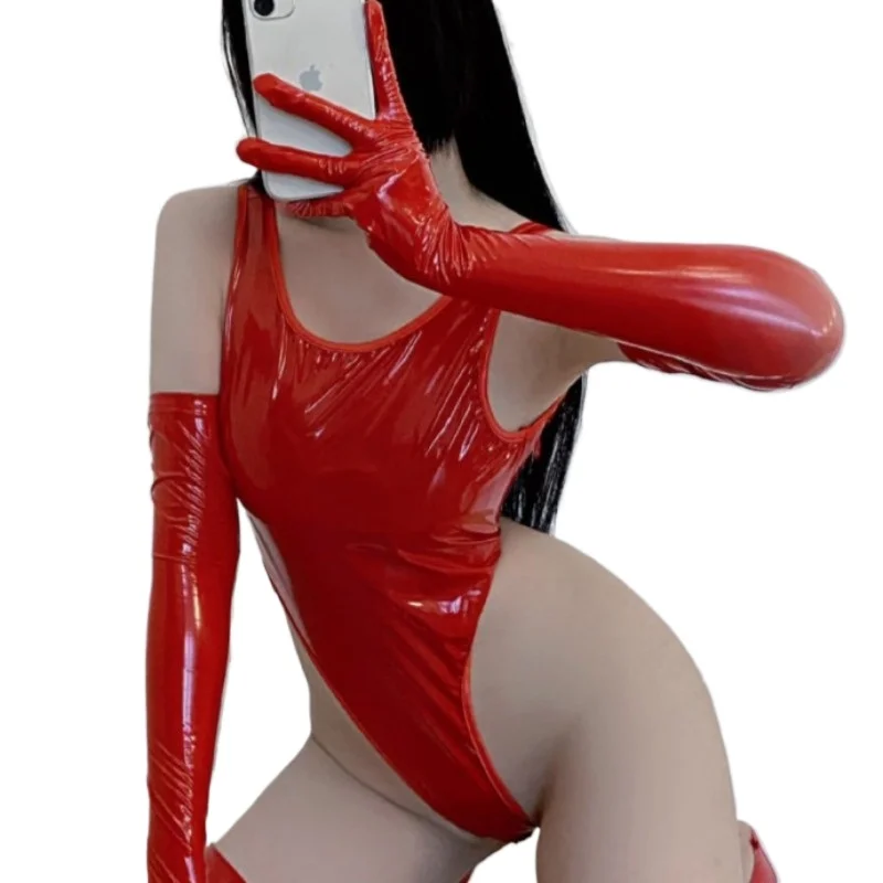 

Женское красное, черное блестящее боди без рукавов из лакированной кожи, цельный купальник с открытой спиной, танцевальная одежда, комбинезон, новые поступления