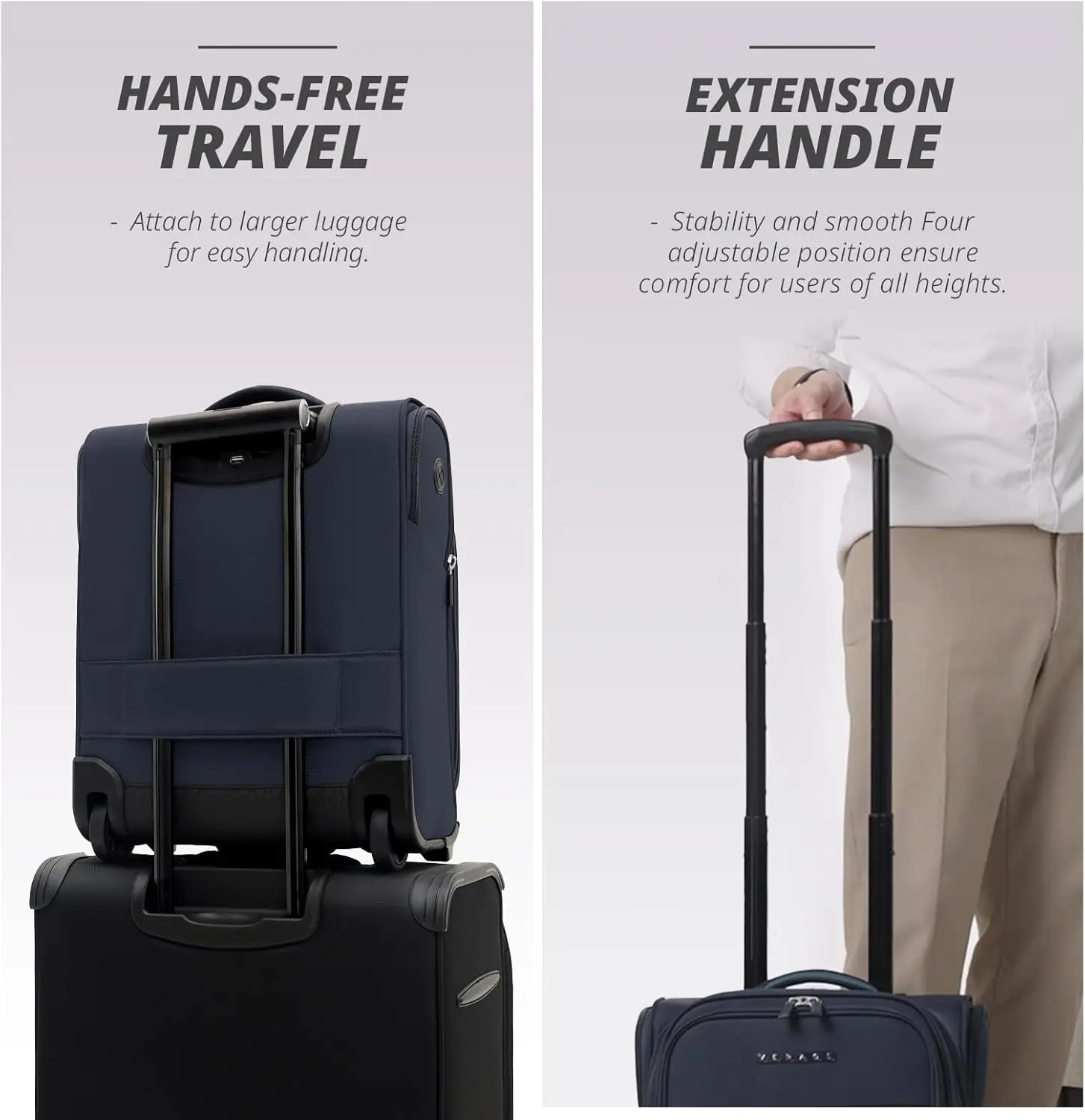 Verage-Petite Valise Spinner à Roulettes, 16 Pouces, Sous Siège, Bagage à Main avec Roues, Softside, Marine, Sac de Voyage pour Ordinateur Portable