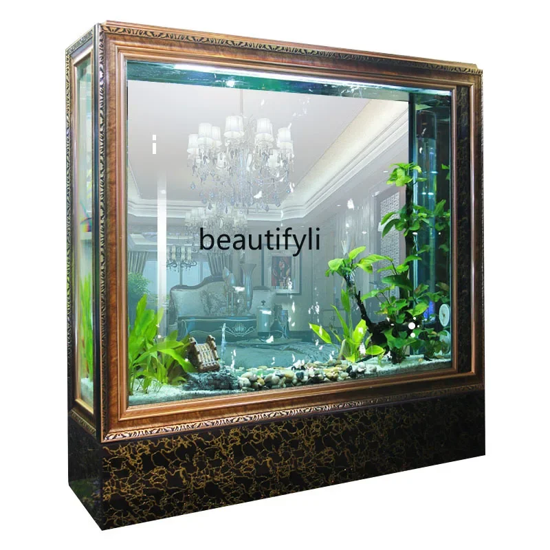 

Screen Fish Tank Living Room Home Partition Floor Retro Medium and Large Ecological Luxury Change Water Fish Tank