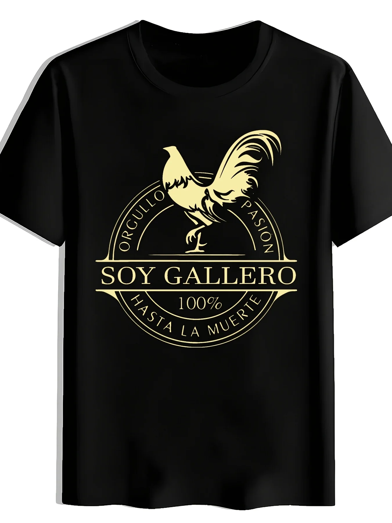 Rooster Print Round Neck T-Shirt Summer Versatile Sporty Trendy Casual Daily Wear Men'S Clothingpure Breathable Sweat-Wicking And Soft Suitable for Daily Commutes Lounging at Home And Casual Wear