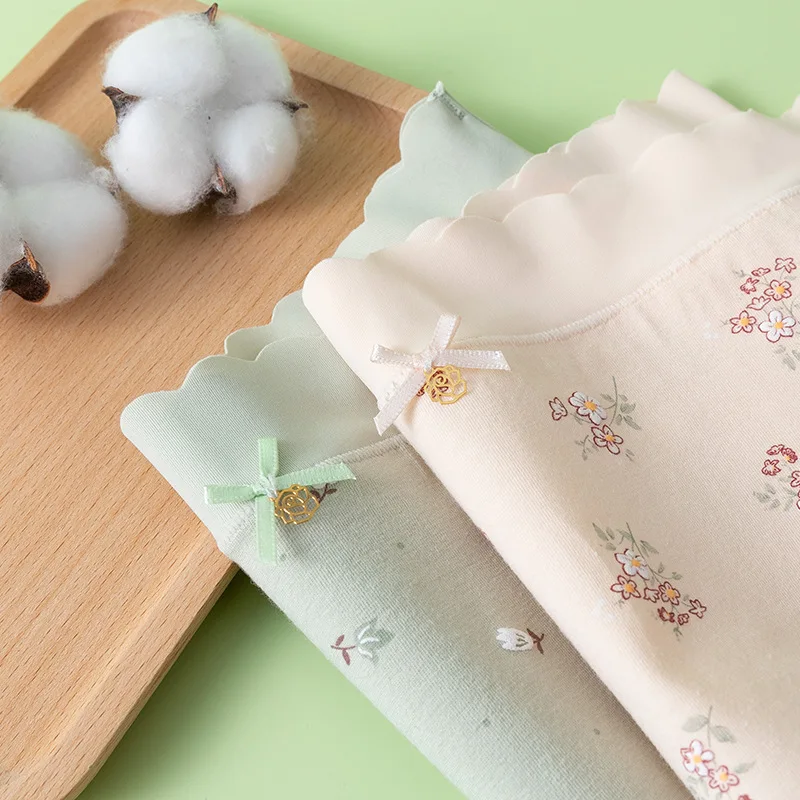 Cotton Women Panties Printed Cute Japanese Girls Briefs Sexy Lingerie Mid-Waist Breathable Seamless Underwears Underpants Panty