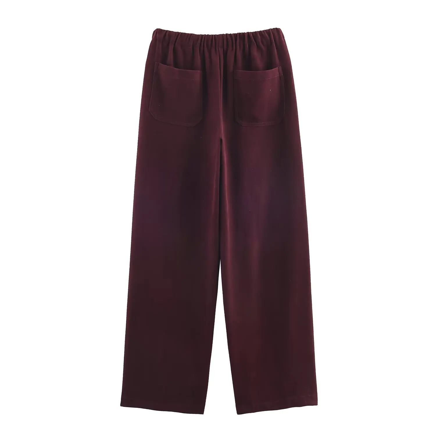 ملابس نسائية جديدة لعام 2025: بنطال كاجوال عالي الخصر على الطراز الأوروبي والأمريكي بلون سادة وواسع الساق #3