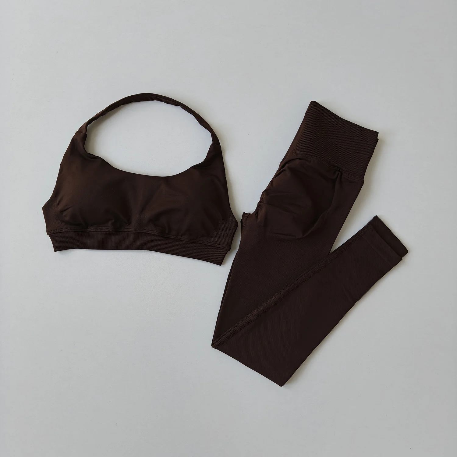 2-teiliges Damen-Yoga-Set, Nahtlose Fitness-Sportbekleidung, Neckholder-Sport-BH, Passende Yoga-Leggings für Workout-Sets, Gym-Outfit – Detail 28