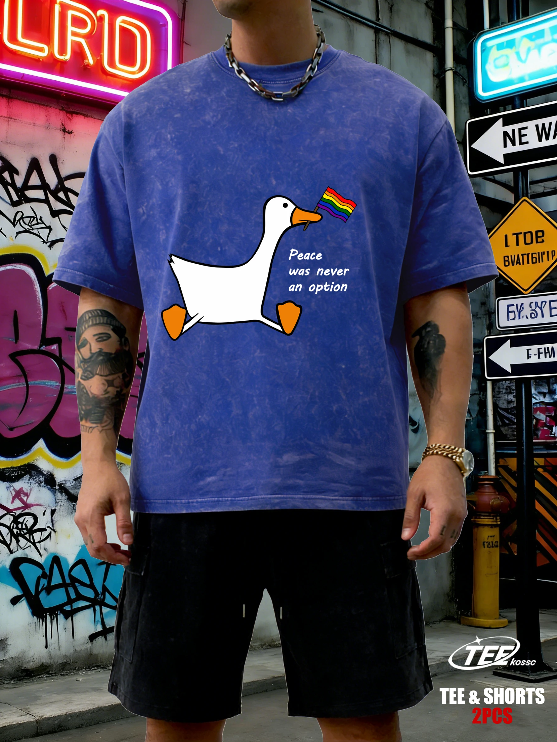 

Peace Was Never An Option Washed Men T-Shirts Summer Soft T-Shirt Set Crewneck Cotton Top Unisex Fashion Streetwear Clothing