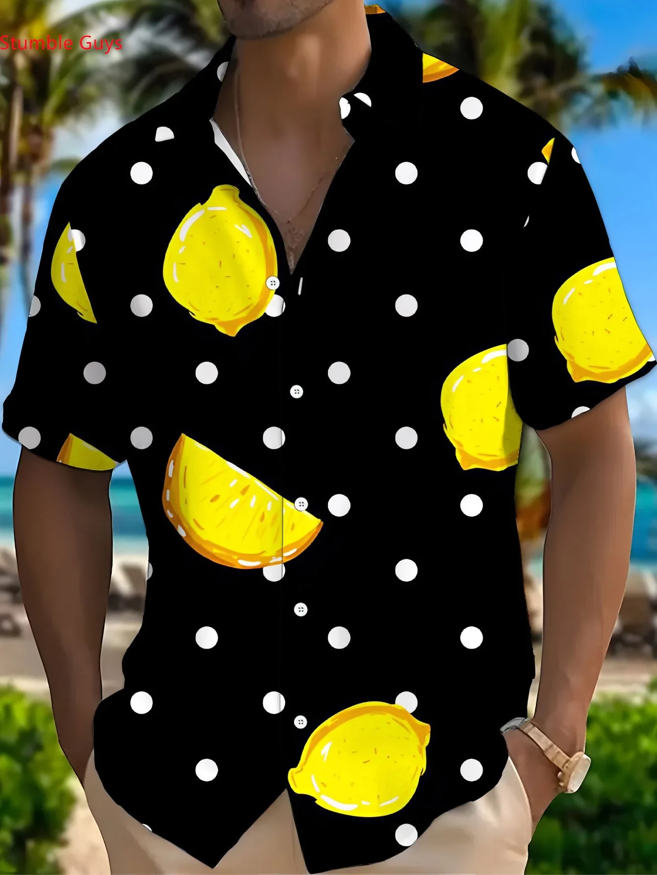 Men's High Street Hawaiian Shirt Summer Man Short Sleeve Bold Beach Print Breathable Lightweight Stylish Tops