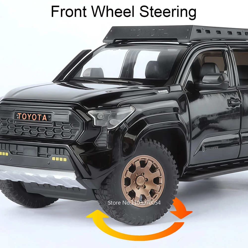 Tacoma Land Cruiser 80 de aleación 1:24, modelo de juguete fundido a presión, puertas de coche, sonido abierto, luz, vehículos en miniatura, regalo de Navidad para niño
