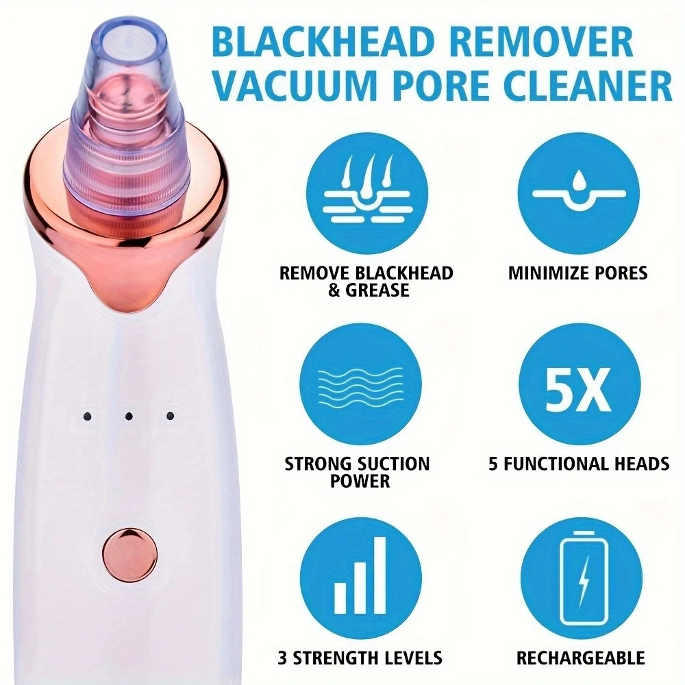 Blackhead Remover Pore Vacuum Face Cleaner Electric Pimple Acne Black Head Removal USB Rechargeable Water Cycle Black Dot Remove