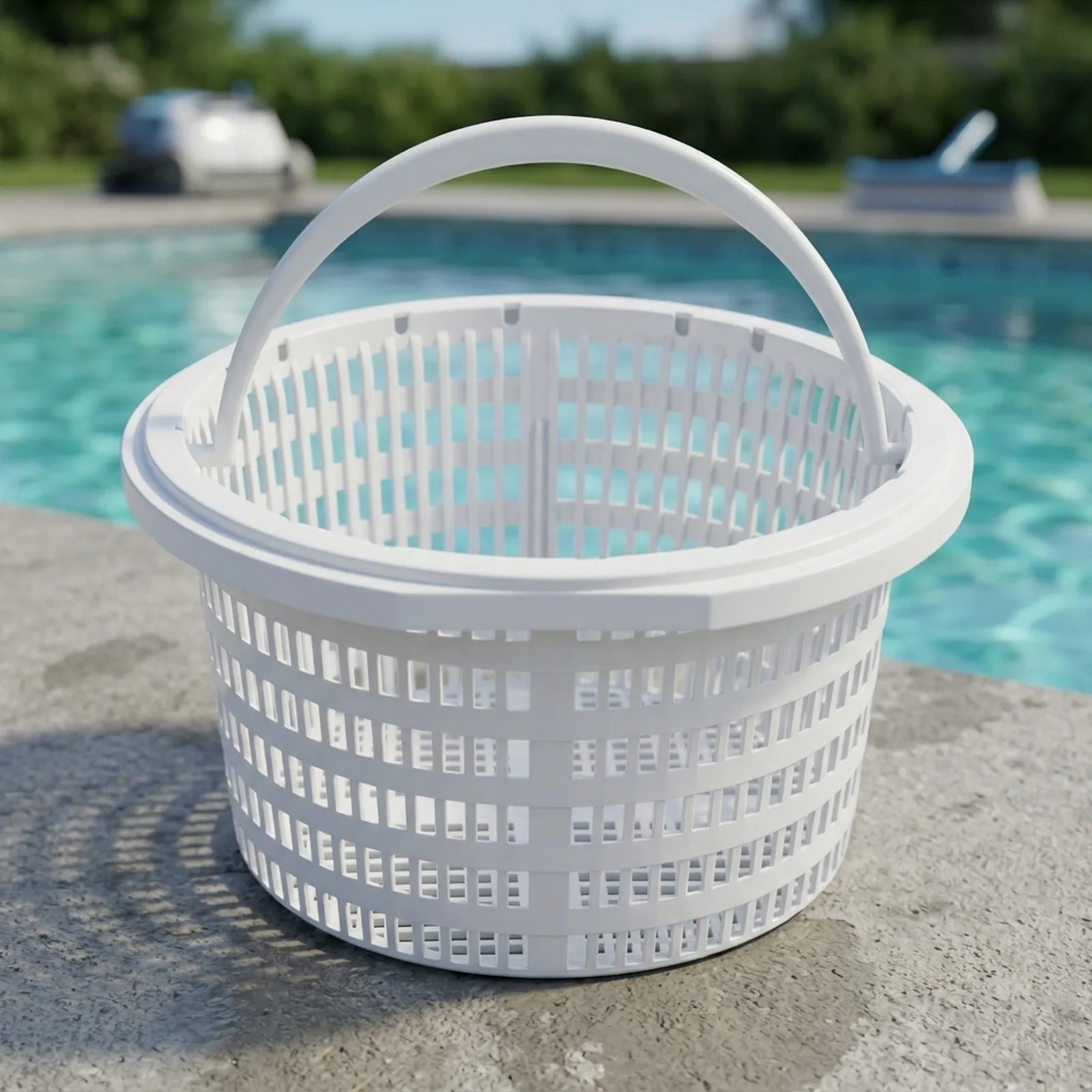 White Plastic Pool Skimmer Basket 18 cm Fits Standard Skimmer Boxes In Ground Above Ground For Pools 1/2 units