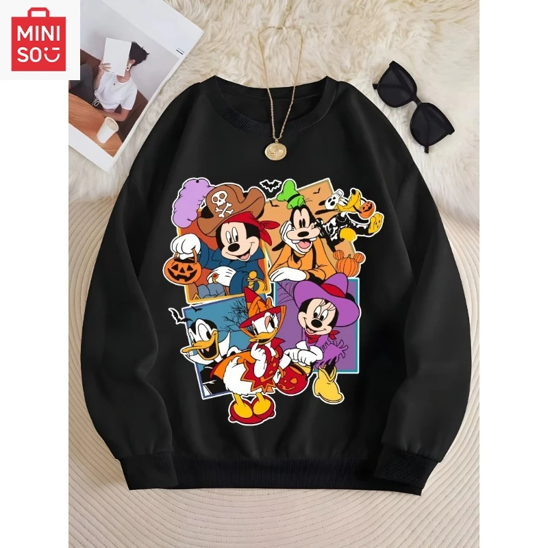 

Women Disney Mickey Mouse Halloween Print Hoodies Couple Unisex Sweatshirt Pullover Autumn Winter Fleece Oversize Hoody Clothing