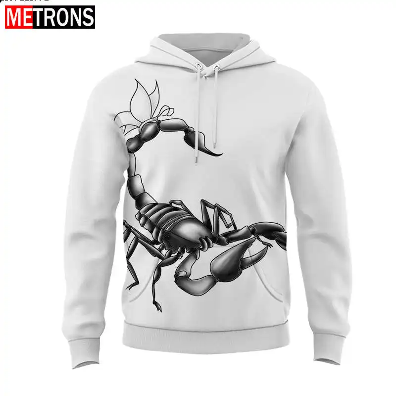 Men'sLong Sleeve SweaterLoose Top Casual Fashion Harajuku 3D Print Solid Color Crab Hooded Pullover Top Summer 2023 New Large