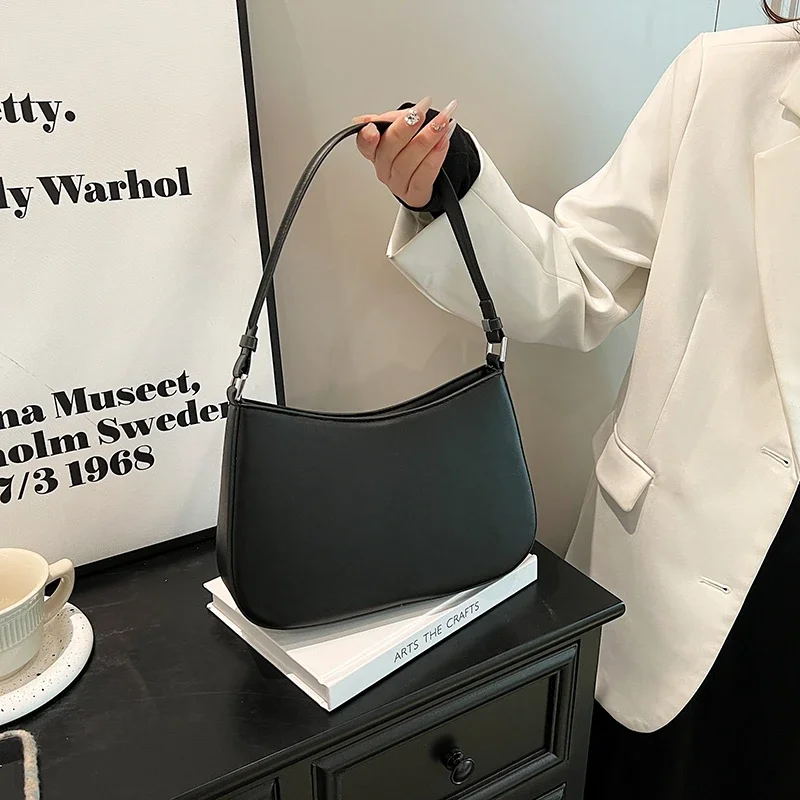 

PU Zipper Stitching Solid Color Mini Minimalist ShoulderBag 2024 Women's New Fashion Versatile High Quality Underarm ShoulderBag