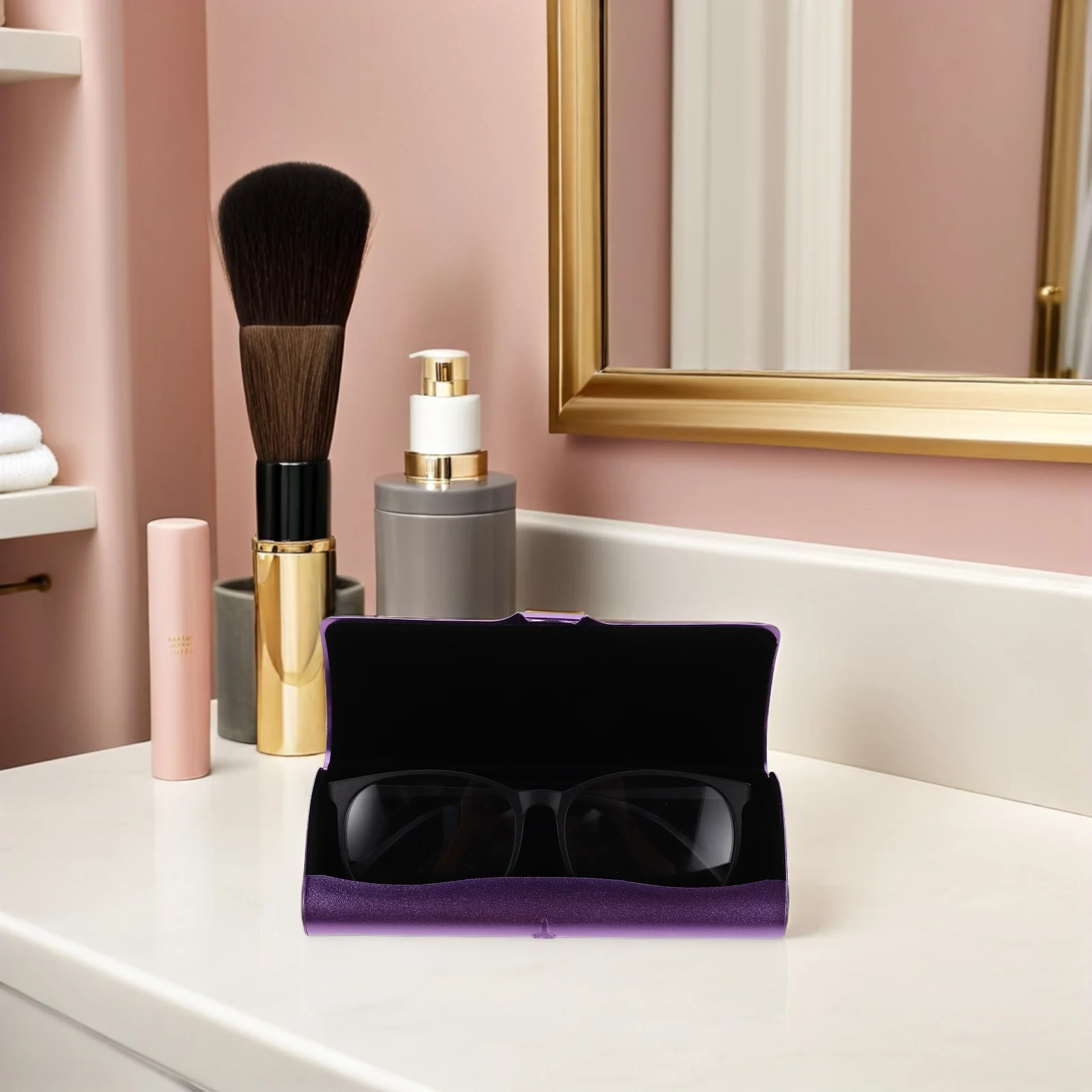 

High-End Metal Eyeglass Case Hard Shell Lightweight Portable Compact Travel Eyewear Protector Glasses Storage Box Violet