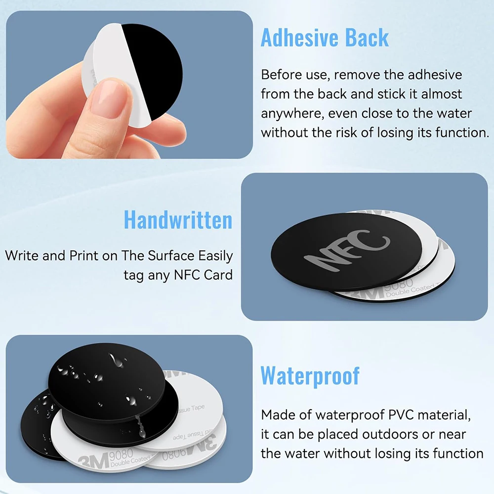 NFC tag black NTAG215 NFC tag NFC coin card black NFC sticker circular 13.56MHz NFC chip,with adhesive on the back