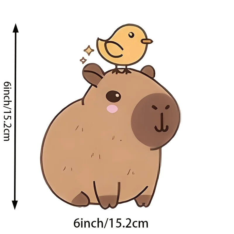6-inch Capybara Head with Bird-topped Advanced Waterproof Vinyl Stickers, Suitable for Cars Trucks Motorcycles, Windows, Walls