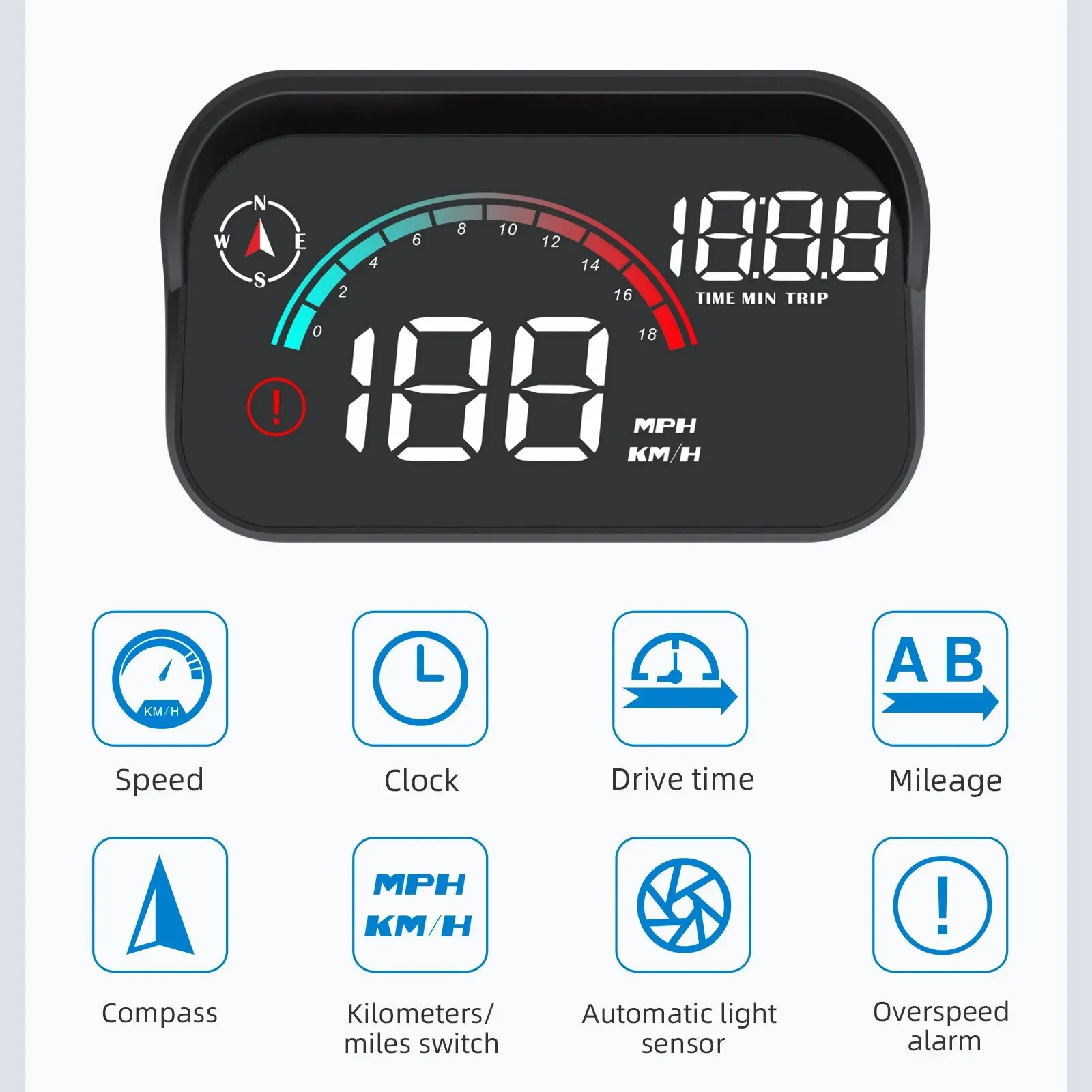 HUD GPS Heap up Display M22 Tachimetro Misuratore di velocità multifunzione universale MPH Proiettore per parabrezza con schermo KM/H per tutte le