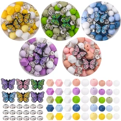 LOFCA Silicone hexagon beads Silicone butterfly beads are used to make DIY home Decorations keychain necklace jewelry accessorie